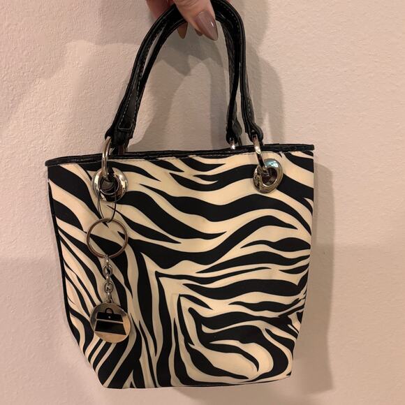 Y2K Kathy Van Zeeland Zebra Mini Tote Bag Purse Hangbag Satchel Top Handle Vtg - Picture 11 of 12